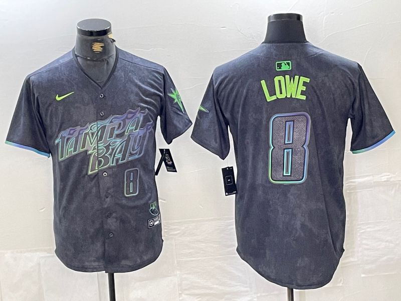 Men Tampa Bay Rays #8 Lowe Nike MLB Limited City Connect Black 2024 Jersey style 4->->MLB Jersey